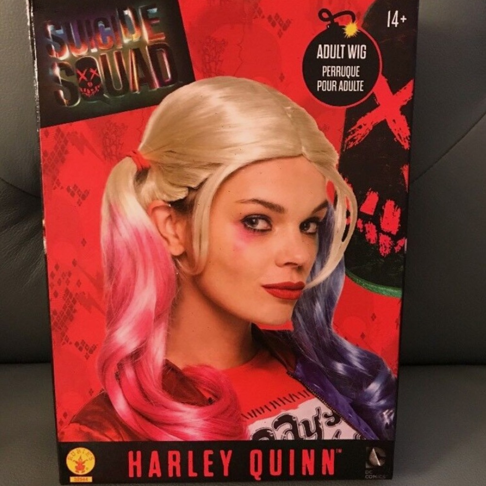 Harley Quinn Wig Suicide Squad Halloween Costume Cosplay Red Blue Blonde